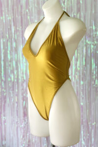 Siren Doll High Cut Low Front Bodysuit - Mustard - Side