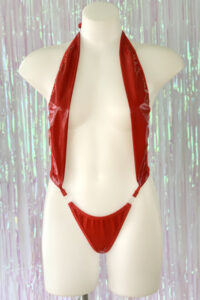 Siren Doll Skimpy Sexy Bodysuit - PVC - RED -Front2