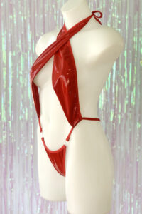 Siren Doll Skimpy Sexy Bodysuit - PVC - Red - Side