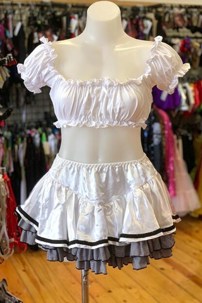 Satin & Stripe Petticoat Skirt White Front