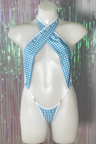 Siren Doll Skimpy Sexy Bodysuit - Pick A Gingham From 4 Colours and Trim From 7 Colours