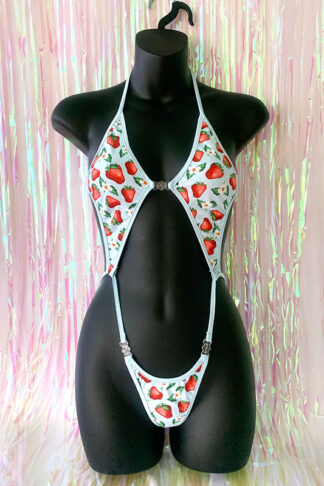 Diamonds Clip Front Bodysuit - Strawberry Print