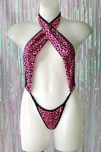 Siren Doll Skimpy Sexy Bodysuit - Pick A Leopard with Velvet From 3 Colours and Trim From 37 Colours