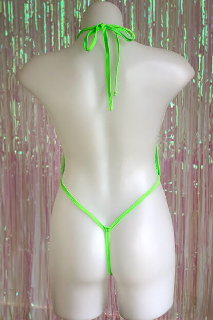 Siren Doll Skimpy Sexy Fishnet Bodysuit Neon Green Back