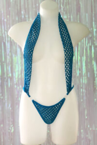 Siren Doll Skimpy Sexy Fishnet Bodysuit - Turquoise 2