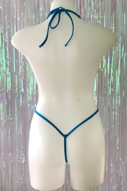Siren Doll Skimpy Sexy Fishnet Bodysuit - Turquoise - Back