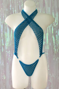 Siren Doll Skimpy Sexy Fishnet Bodysuit - Turquoise
