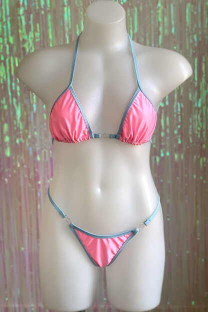 Siren Doll Small Cup Bikini Set - Barbie Pink & Baby Blue Front