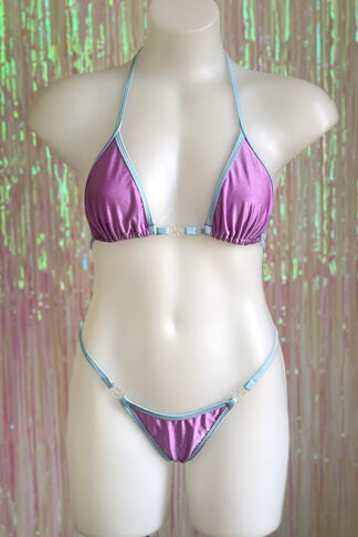 Siren Doll Small Cup Bikini Set - Lavender & Baby Blue Front