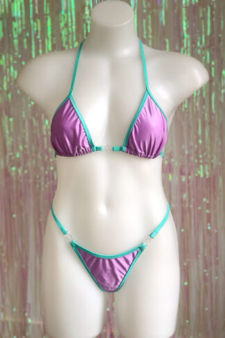 Siren Doll Small Cup Bikini Set - Lavender & Mint Green Front