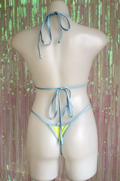 Siren Doll Small Cup Bikini Set - Lemon & Baby Blue Back