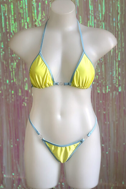 Siren Doll Small Cup Bikini Set - Lemon & Baby Blue Front