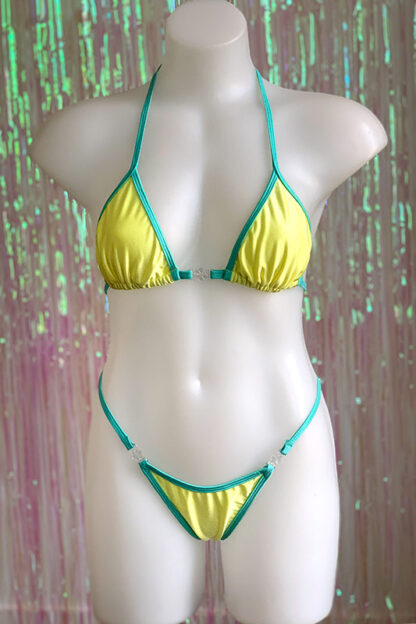 Siren Doll Small Cup Bikini Set - Lemon & Mint Green Front