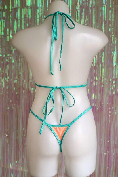 Siren Doll Small Cup Bikini Set - Peach & Mint Green Back
