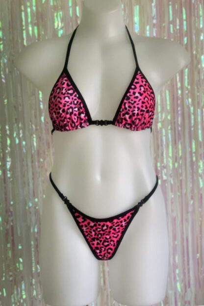 Siren Doll Small Cup Bikini Set - Velvet Hot Pink Leopard Front