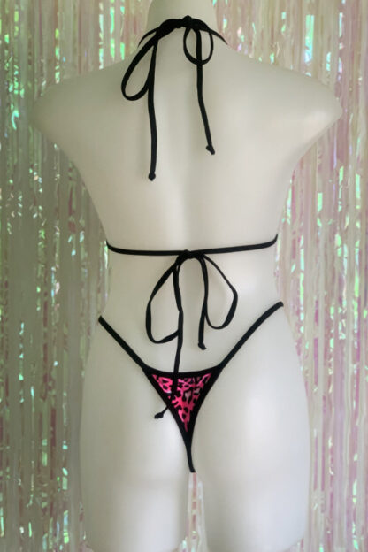 Siren Doll Small Cup Bikini Set - Velvet Hot Pink Leopard Back