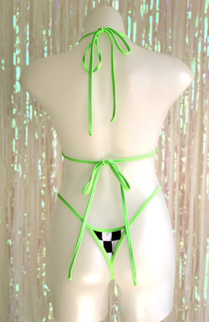 Siren Doll Small Cup Bikini Set - Grand Prix - Neon Green Trim Back