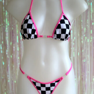 Siren Doll Small Cup Bikini Set - Grand Prix - Neon Pink Trim Front