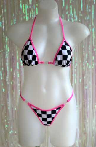 Siren Doll Small Cup Bikini Set - Grand Prix - Neon Pink Trim Front