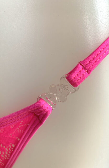 Siren Doll Small Cup Bikini Set - Lace - Neon Pink Clip