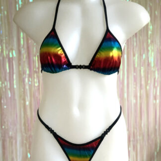 Siren Doll Small Cup Bikini Set - Rainbow Metallic - Front