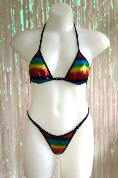 Siren Doll Small Cup Bikini Set - Rainbow Metallic - Front
