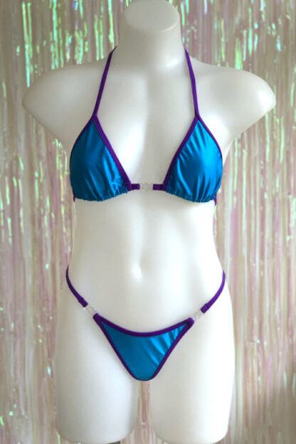 Siren Doll Small Cup Bikini Set - Turquoise - Purple Trim