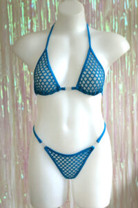 Siren Doll Small Cup Bikini Set - Turquoise Fishnet