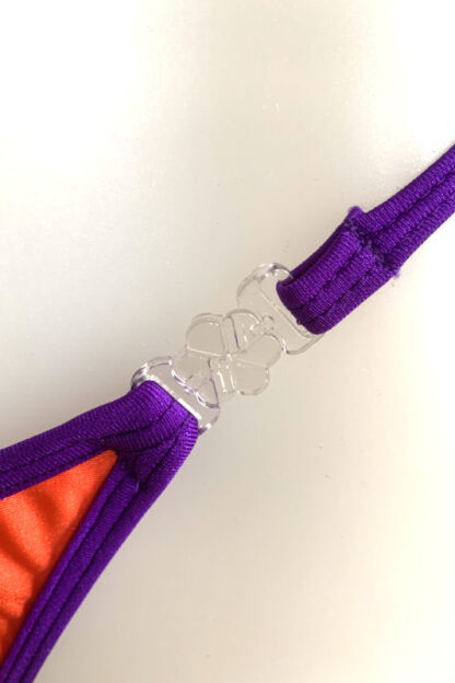 Siren Doll Small Cup Bikini Set - Neon Orange with Purple Trim - Clip