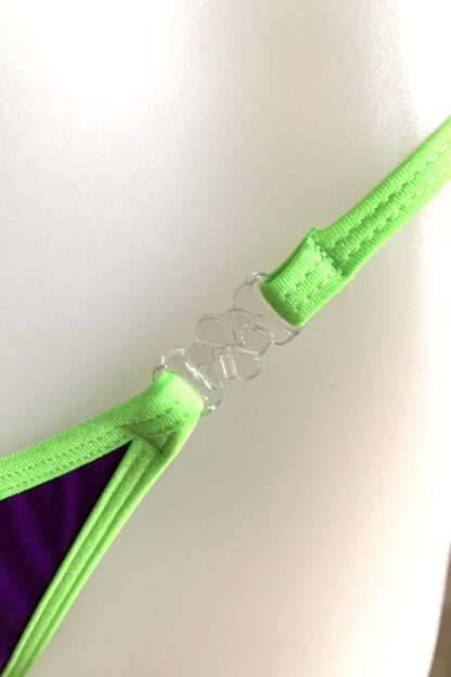 Siren Doll Small Cup Bikini Set - Purple - Neon Green Trim - Clip