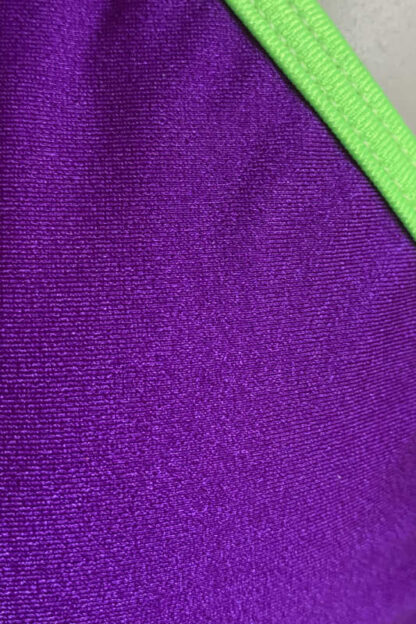 Siren Doll Small Cup Bikini Set - Purple - Neon Green Trim - Close