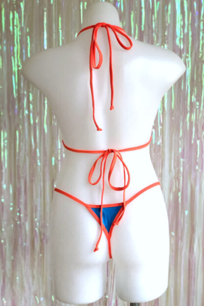 Siren Doll Small Cup Bikini Set - Turquoise - Neon Orange Trim - Back