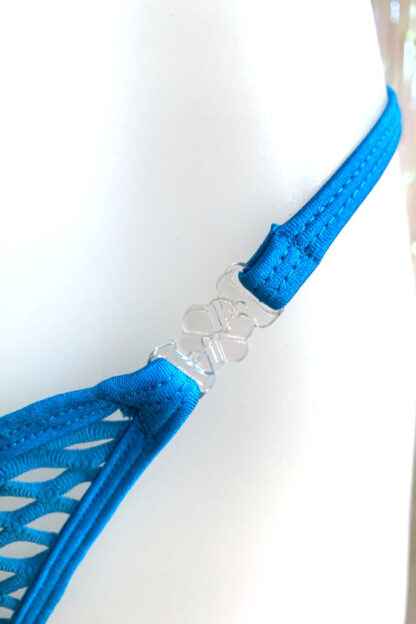 Siren Doll Small Cup Bikini Set - Turquoise Fishnet - Clip