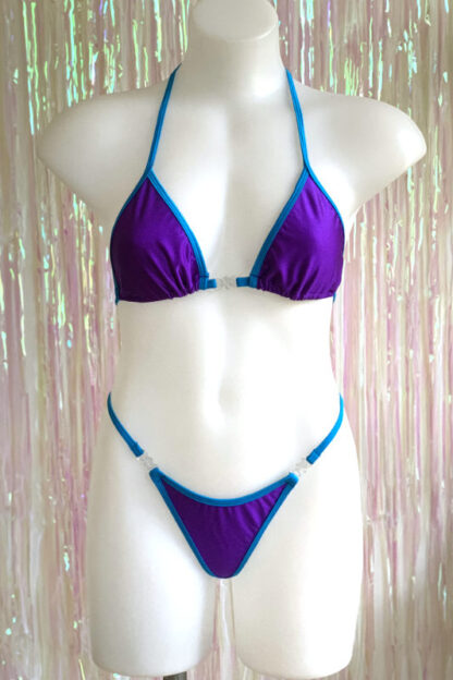 Siren Doll Small Cup Bikini Set - Purple - Turquoise Trim - Front