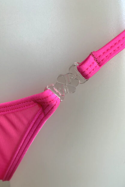 Siren Doll Small Cup Bikini Set - Neon Pink Sheer Clip