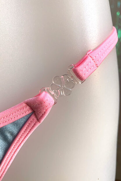 Siren Doll Small Cup Bikini Set - Baby Blue & Barbie Pink Clip
