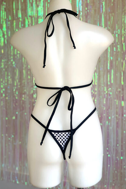 Siren Doll Small Cup Bikini Set - Black & Fishnet White Back