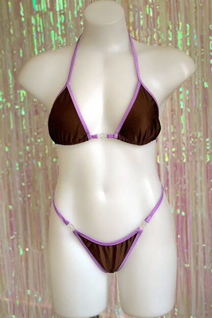 Siren Doll Small Cup Bikini Set - Brown & Lavender Front