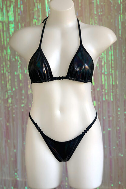 Siren Doll Small Cup Bikini Set - Hologram - Black Front