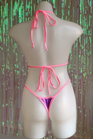 Siren Doll Small Cup Bikini Set - Lavender & Barbie Pink Back