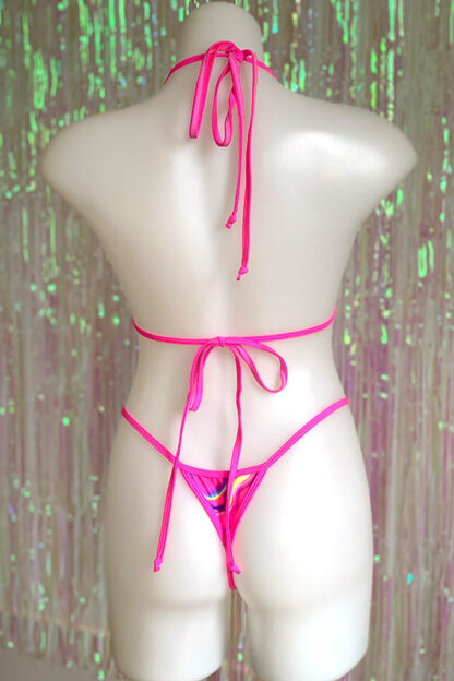 Siren Doll Small Cup Bikini Set - Neon Marble - Neon Pink Trim Back