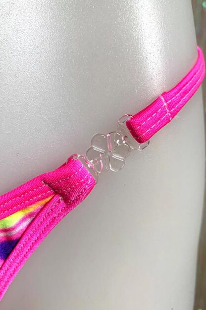 Siren Doll Small Cup Bikini Set - Neon Marble - Neon Pink Trim Clip