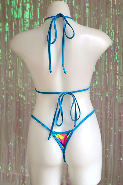 Siren Doll Micro Bikini Set - Neon Marble & Ocean Blue Back