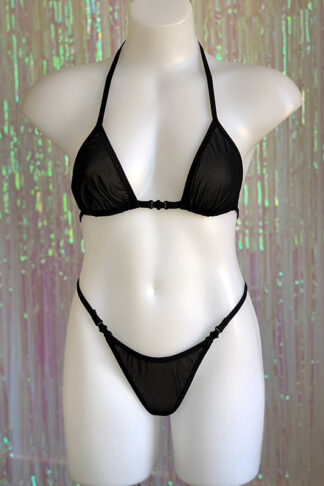Siren Doll Small Cup Bikini Set - Sheer Mesh Black Front