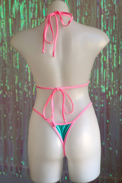 Siren Doll Small Cup Bikini Set - Mint Green & Barbie Pink Back