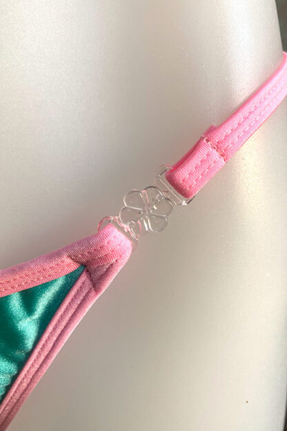Siren Doll Small Cup Bikini Set - Mint Green & Barbie Pink Clip