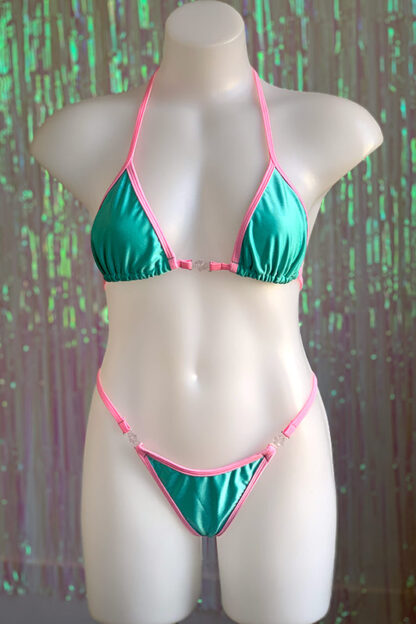 Siren Doll Small Cup Bikini Set - Mint Green & Barbie Pink