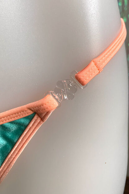 Siren Doll Small Cup Bikini Set - Mint Green & Soft Orange Clip