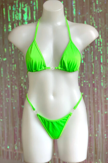 Siren Doll Small Cup Bikini Set - Neon Green Front