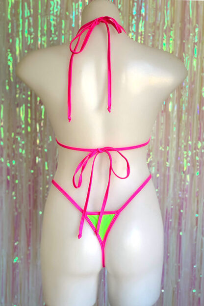 Siren Doll Small Cup Bikini Set - Neon Green & Neon Pink Back